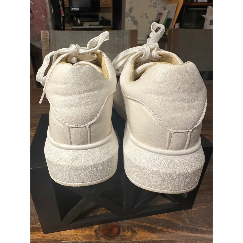 CHASE + CHLOE White Platform Sneakers Women's Size 37 Chunky Sole Lace Up - Picture 7 of 11
